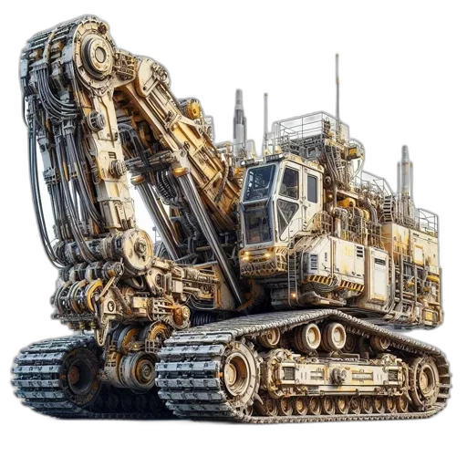 robot, weapon, car, concept art, 3d render, elaborate, metallic, construction transparent PNG cut-out