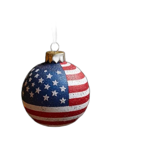 3d render, american, flag, christmas, ornaments transparent PNG cut-out