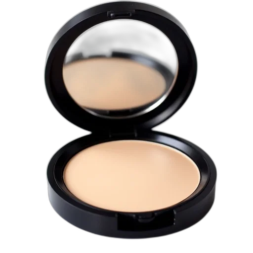 compact, powder, makeup, product, black, lid, clear, mirror transparent PNG cut-out
