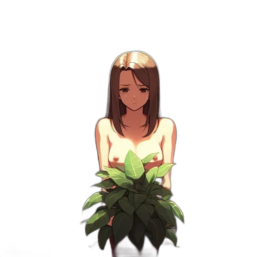 crown, creature, flower, dress, pixel art, concept art, anime, watercolor transparent PNG cut-out