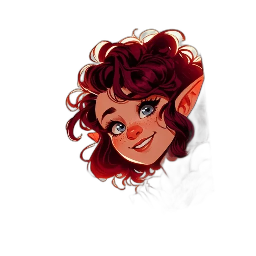 face, creature, watercolor, fantasy art, concept art, cartoon, red, elfin transparent PNG cut-out