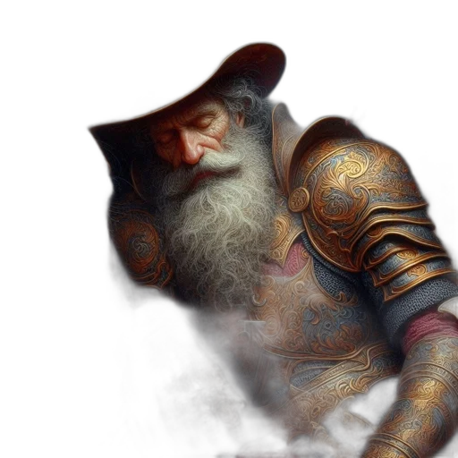 dragon, sword, robot, hat, fantasy art, concept art, photorealistic, 3d render transparent PNG cut-out