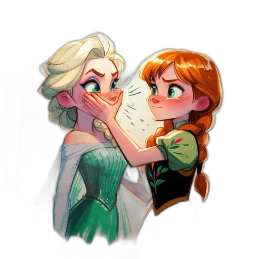 concept art, watercolor, comic book art, fantasy art, fire, snow, green, two transparent PNG cut-out