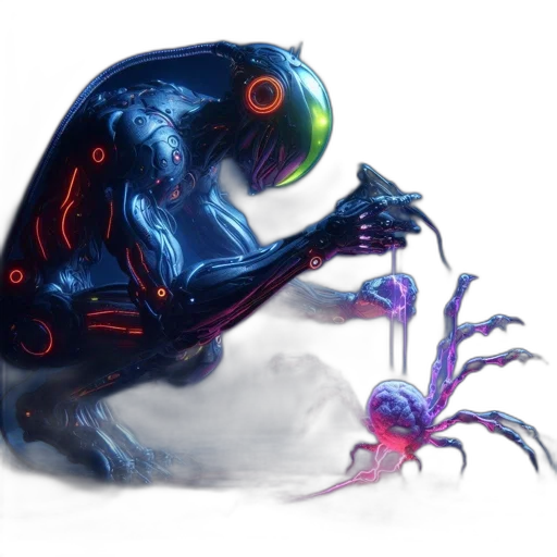 creature, animal, dragon, robot, concept art, fantasy art, watercolor, cyberpunk transparent PNG cut-out