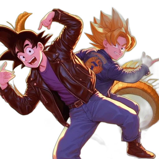 jacket, concept art, anime, comic book art, cartoon, two, animated, characters transparent PNG cut-out