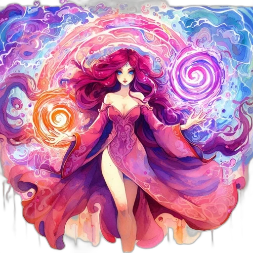 dress, fantasy art, concept art, watercolor, anime, fire, underwater, outer space transparent PNG cut-out