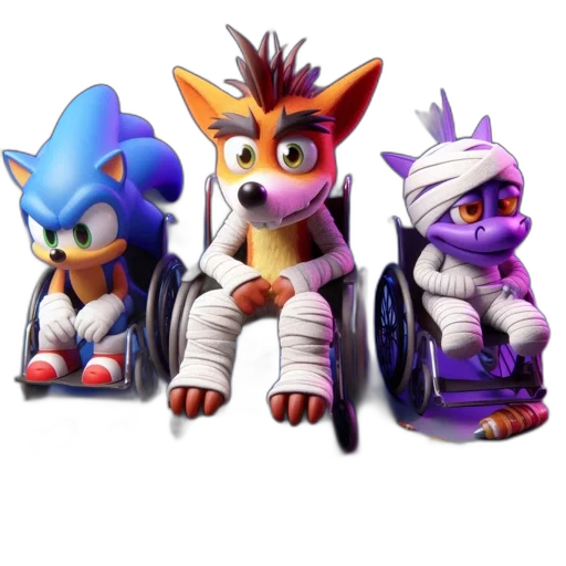 concept art, 3d render, pixel art, fantasy art, sonic, hedgehog, crash, bandicoot transparent PNG cut-out