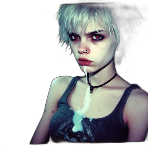 face, mask, concept art, photorealistic, fantasy art, cyberpunk, dark, monochrome transparent PNG cut-out
