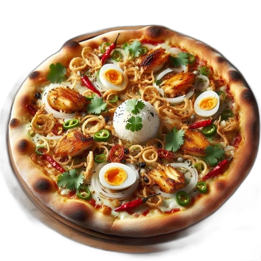 food, 3d render, photorealistic, pizza, grilled, chicken, peppers, onions transparent PNG cut-out