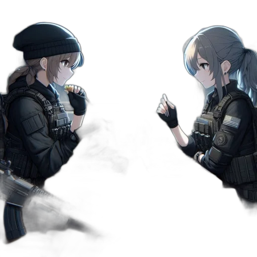 jacket, weapon, staff, mask, concept art, cyberpunk, pixel art, anime transparent PNG cut-out