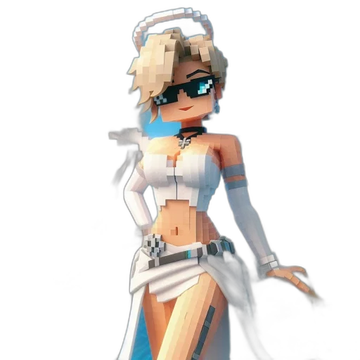 staff, dress, robot, concept art, pixel art, 3d render, anime, blue transparent PNG cut-out