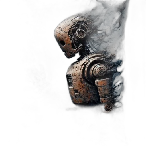 robot, mask, weapon, face, concept art, 3d render, fantasy art, photorealistic transparent PNG cut-out