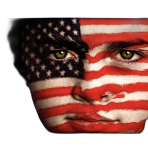 mask, face, hat, photorealistic, person, american, flag, painted transparent PNG cut-out