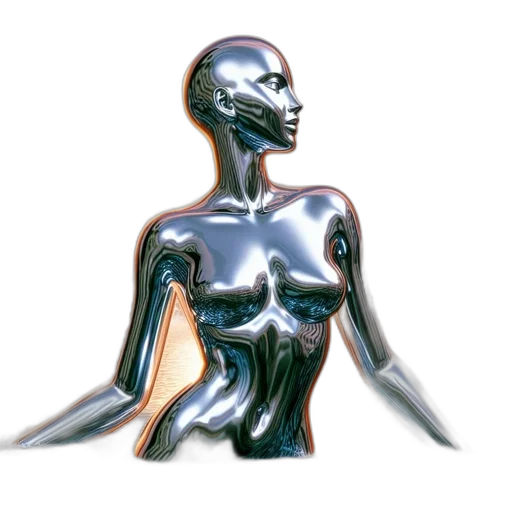 jewelry, robot, dress, crown, 3d render, concept art, photorealistic, fantasy art transparent PNG cut-out