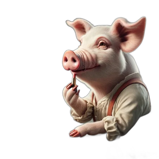 animal, food, photorealistic, 3d render, concept art, anthropomorphized, pig, dressed transparent PNG cut-out