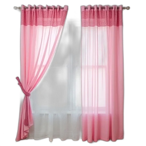 furniture, 3d render, pastel, pink, curtain, patterned, top, partially transparent PNG cut-out