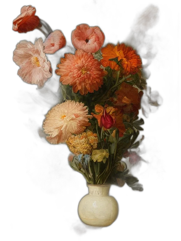 flower, crown, staff, face, photorealistic, oil painting, 3d render, watercolor transparent PNG cut-out