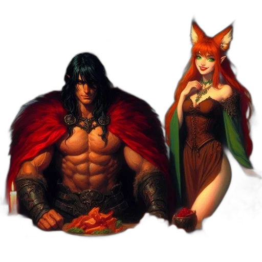 fantasy art, concept art, pixel art, comic book art, stern, man, red, cloak transparent PNG cut-out