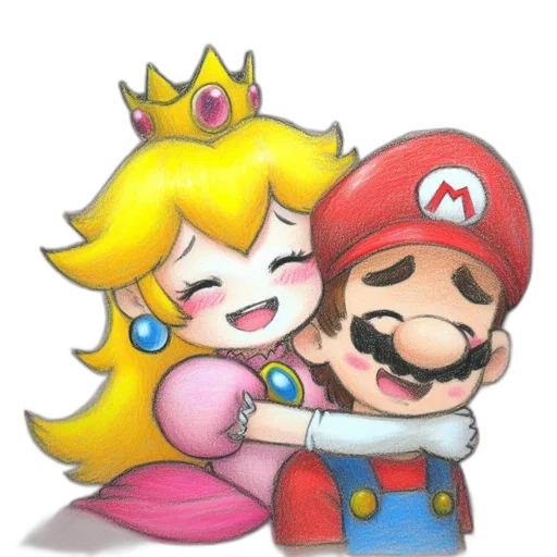 crown, dress, watercolor, pixel art, concept art, pencil sketch, illustration, mario transparent PNG cut-out