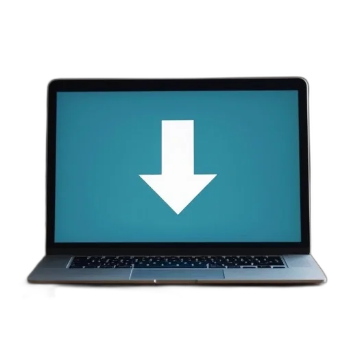 staff, 3d render, laptop, monitor, showing, downward, arrow transparent PNG cut-out