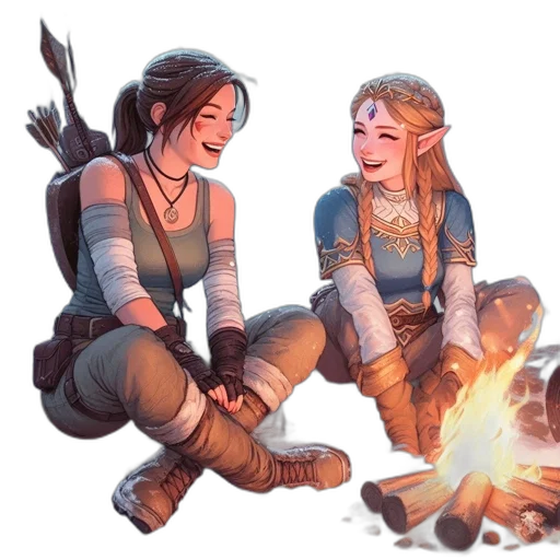 concept art, fantasy art, comic book art, pixel art, fire, snow, night, neon lights transparent PNG cut-out