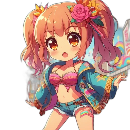 staff, weapon, flower, dress, anime, pixel art, vaporwave, fantasy art transparent PNG cut-out