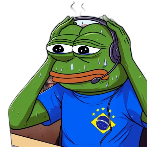 face, mask, animated, pepe, frog-like, figure, wears, brazilian transparent PNG cut-out