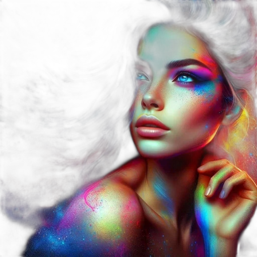 face, photorealistic, fantasy art, watercolor, concept art, neon lights, outer space, fire transparent PNG cut-out