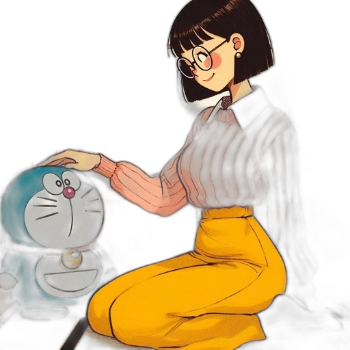 robot, staff, dress, watercolor, cartoon, concept art, anime, fire transparent PNG cut-out