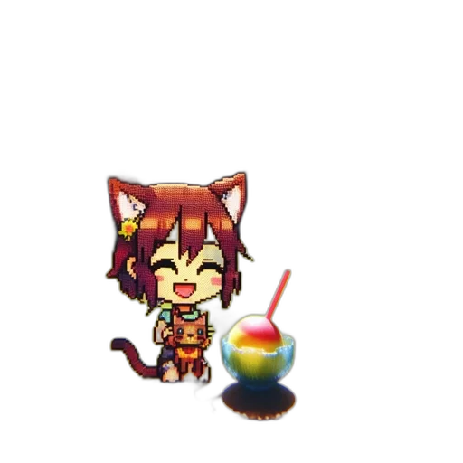 staff, food, pixel art, anime, fantasy art, animated, girl, cat transparent PNG cut-out