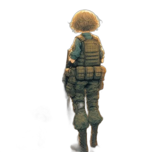 weapon, jacket, robot, dress, watercolor, concept art, pixel art, 3d render transparent PNG cut-out