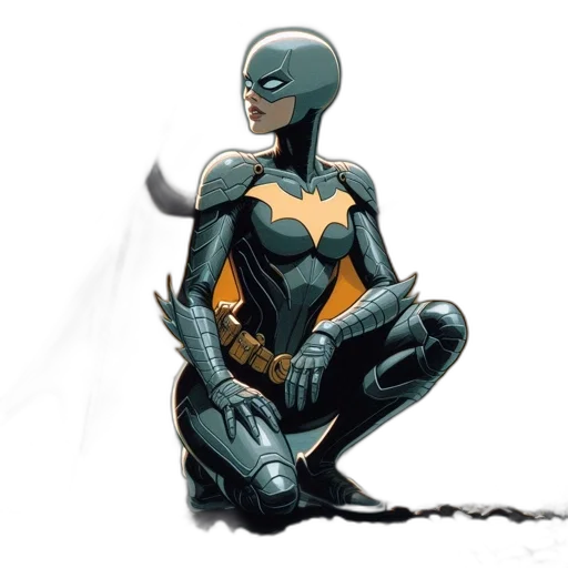 comic book art, concept art, cartoon, 3d render, female, superhero, possibly, batgirl transparent PNG cut-out