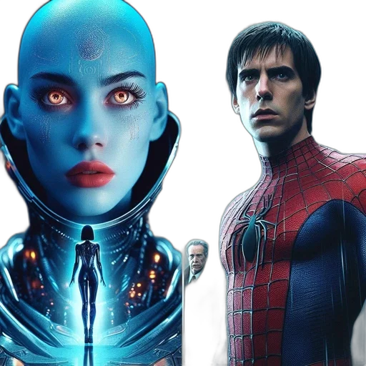 comic book art, concept art, blue, split-screen, image, features, blue-skinned, woman transparent PNG cut-out