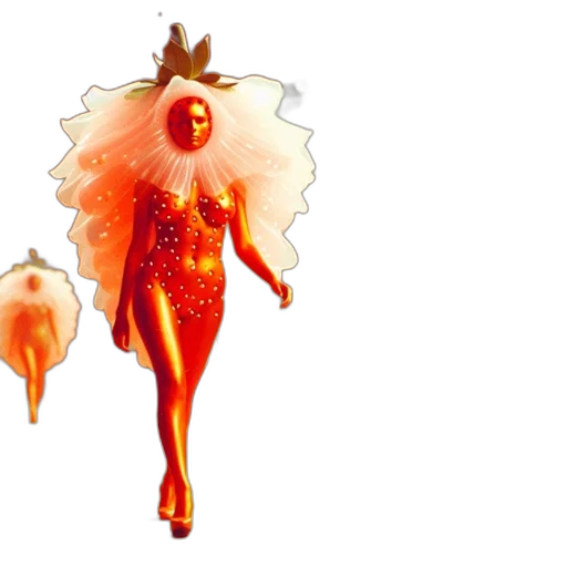 dress, crown, creature, concept art, 3d render, fantasy art, pixel art, fire transparent PNG cut-out