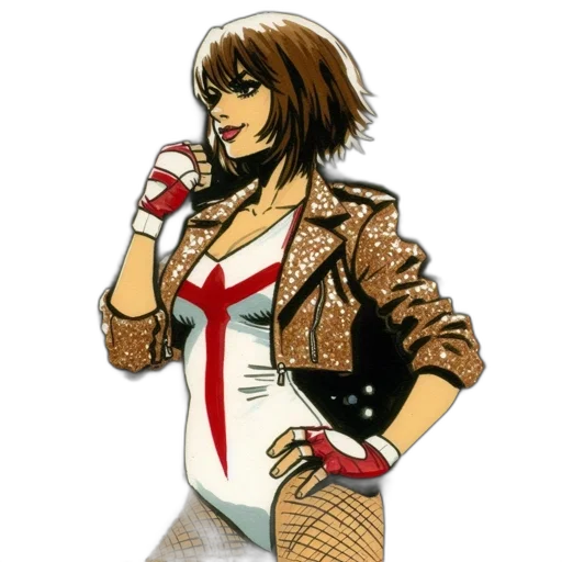 jacket, comic book art, cartoon, concept art, pixel art, animated, female, wrestler transparent PNG cut-out