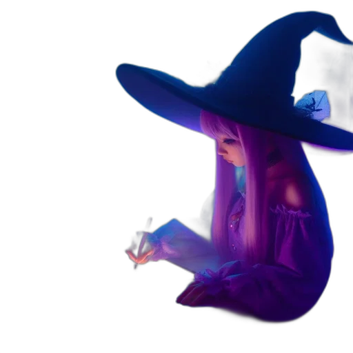hat, staff, dress, mask, concept art, fantasy art, 3d render, vaporwave transparent PNG cut-out