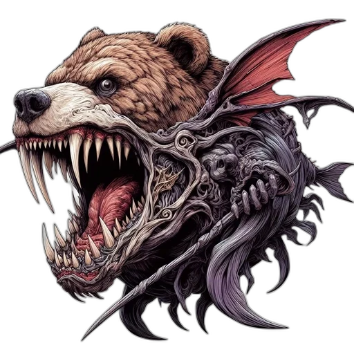 dragon, creature, animal, concept art, fantasy art, photorealistic, pixel art, bear transparent PNG cut-out