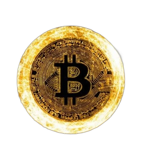 jewelry, glowing, bitcoin, symbol, surrounded, fiery, halo, set transparent PNG cut-out