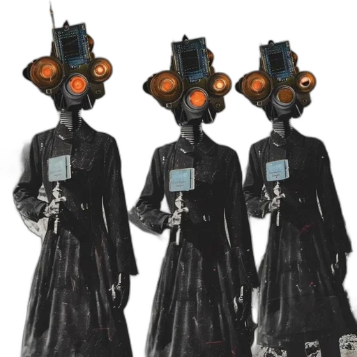 robot, staff, mask, dress, concept art, cyberpunk, 3d render, comic book art transparent PNG cut-out