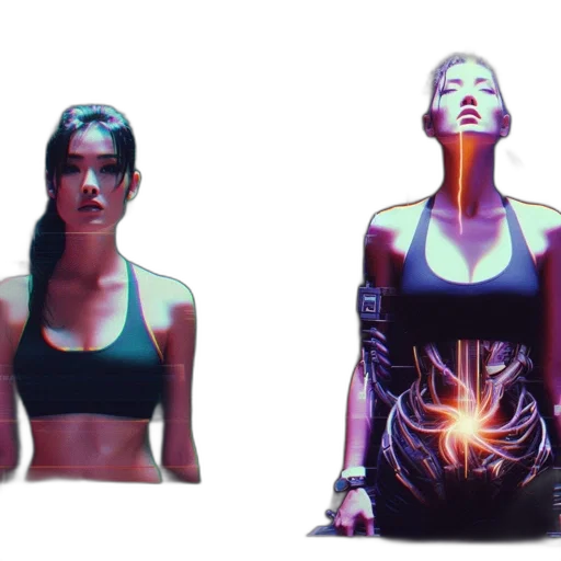 cyberpunk, concept art, 3d render, comic book art, neon lights, neon, dark, individual transparent PNG cut-out
