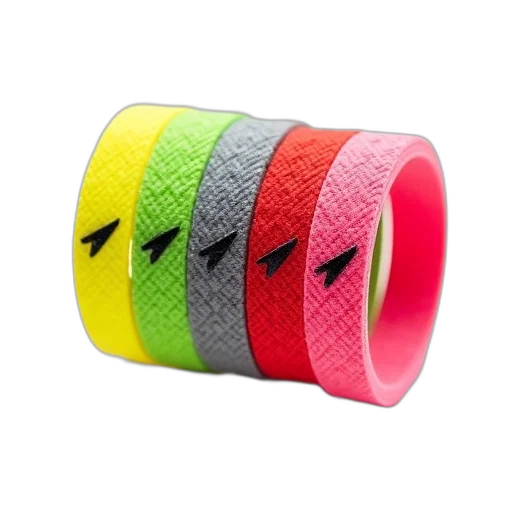 jewelry, neon, colorful, set, five, nike, wristbands, displayed transparent PNG cut-out