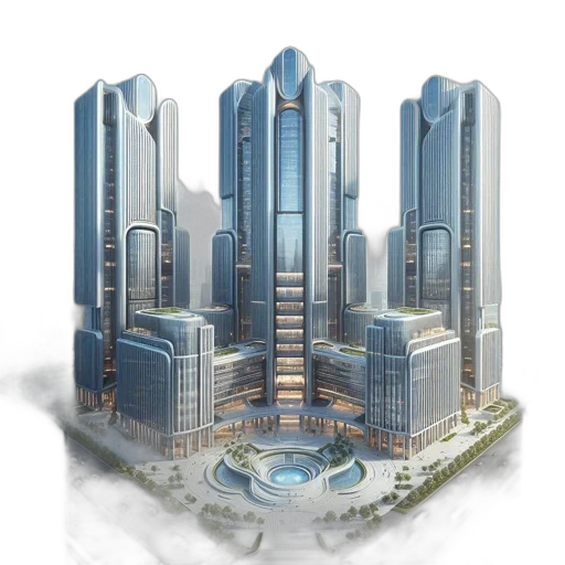 building, 3d render, concept art, photorealistic, cyberpunk, city street, futuristic, cityscape transparent PNG cut-out