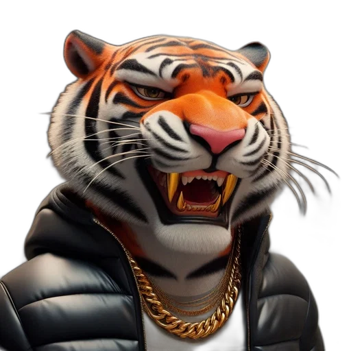 animal, jacket, jewelry, 3d render, concept art, photorealistic, fantasy art, hyperrealistic transparent PNG cut-out