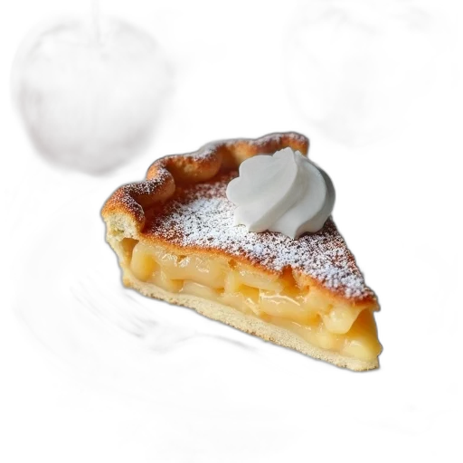 food, crown, photorealistic, 3d render, slice, apple, pie, golden-brown transparent PNG cut-out
