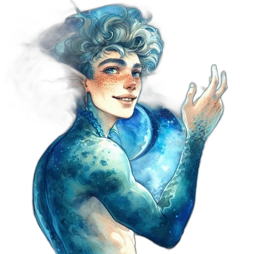 creature, dragon, staff, watercolor, fantasy art, concept art, pixel art, underwater transparent PNG cut-out