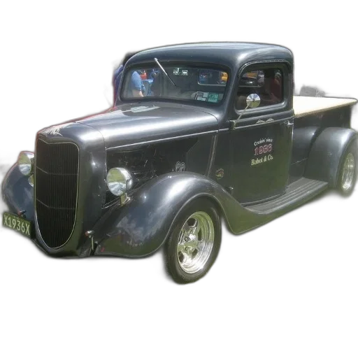 car, photorealistic, 3d render, black, classic, truck, license, plate transparent PNG cut-out