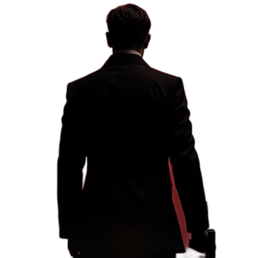 staff, jacket, face, weapon, concept art, photorealistic, 3d render, red transparent PNG cut-out