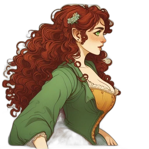 dress, crown, fantasy art, concept art, pixel art, comic book art, green, earth tones transparent PNG cut-out