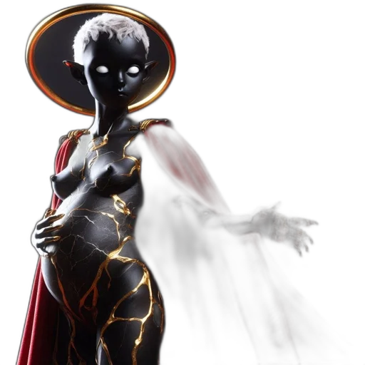 dress, robot, concept art, 3d render, fantasy art, comic book art, outer space, dark transparent PNG cut-out