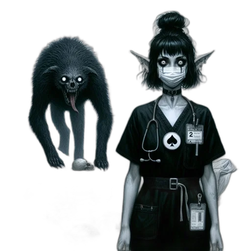 staff, creature, mask, animal, concept art, fantasy art, comic book art, pixel art transparent PNG cut-out